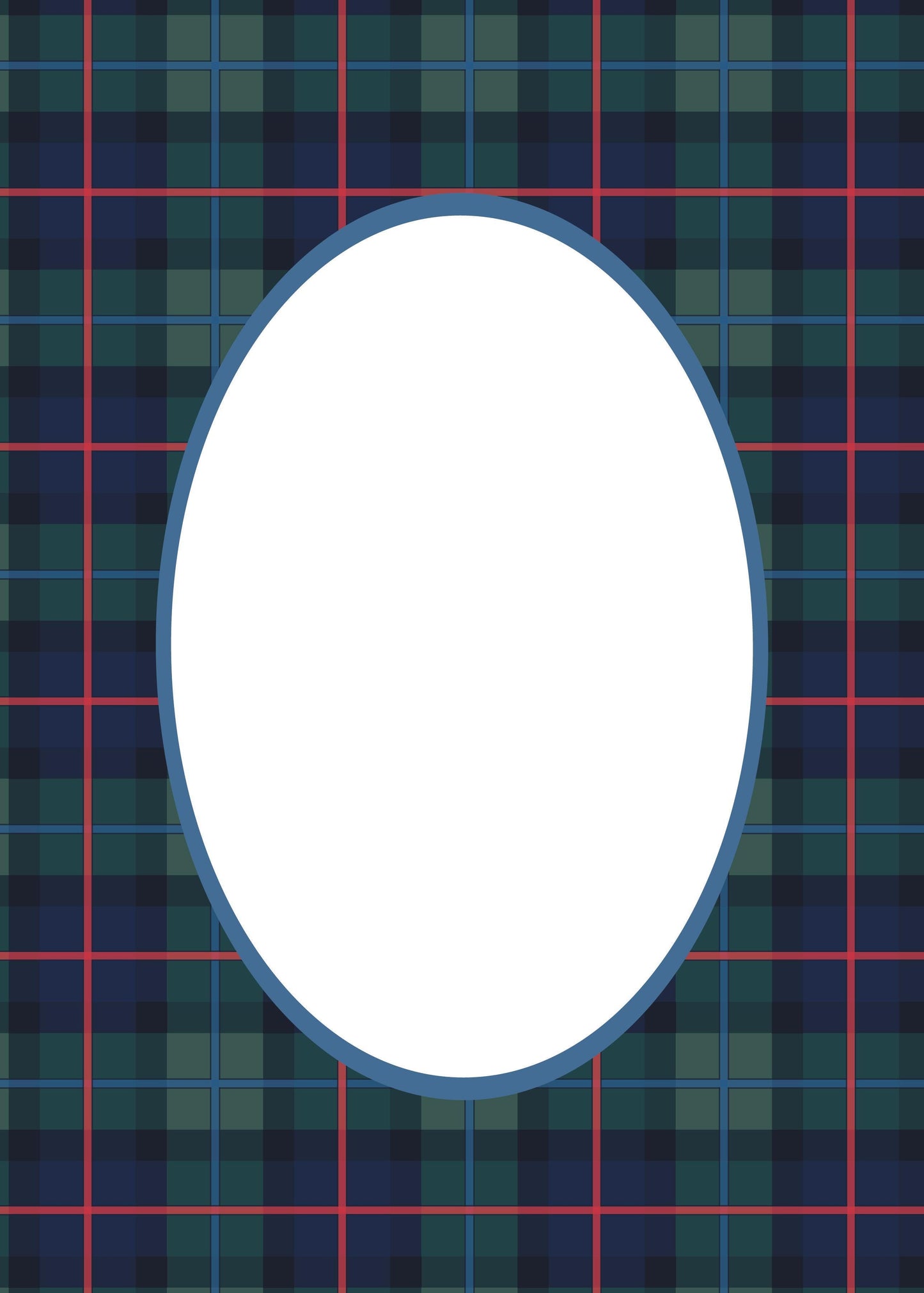 Campbell of Cawdor Tartan Photo Mount - picture frame passepartout - oval aperture - Coeur et Maman