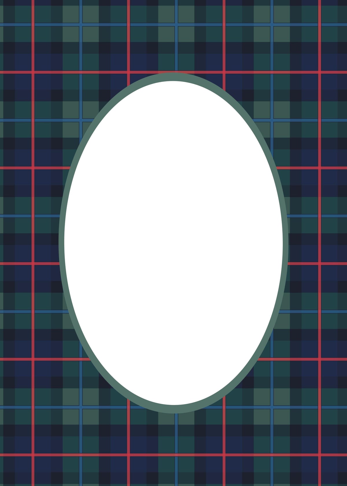 Campbell of Cawdor Tartan Photo Mount - picture frame passepartout - oval aperture - Coeur et Maman