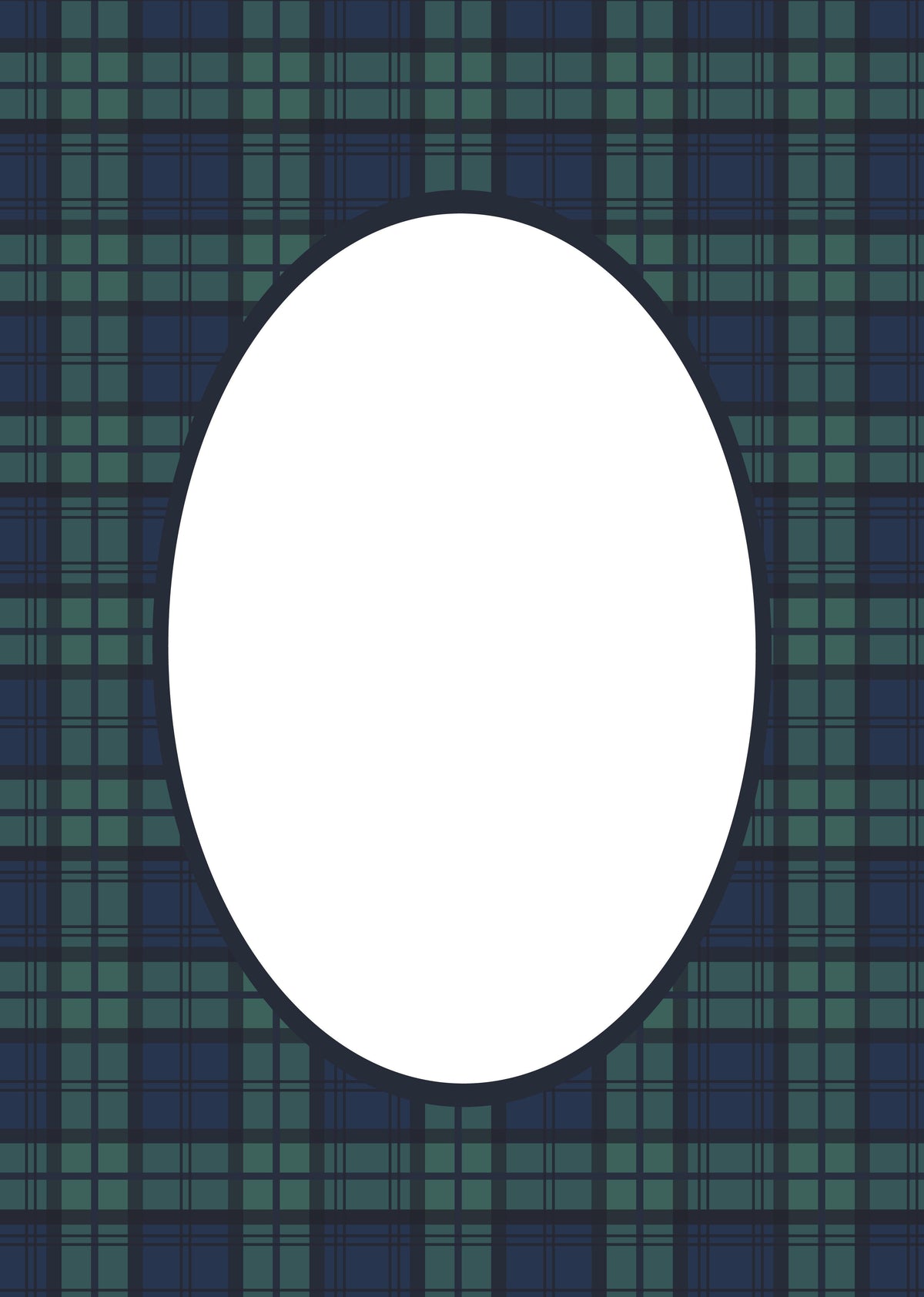Black Watch Tartan Photo Mount - picture frame passepartout - oval aperture - Coeur et Maman