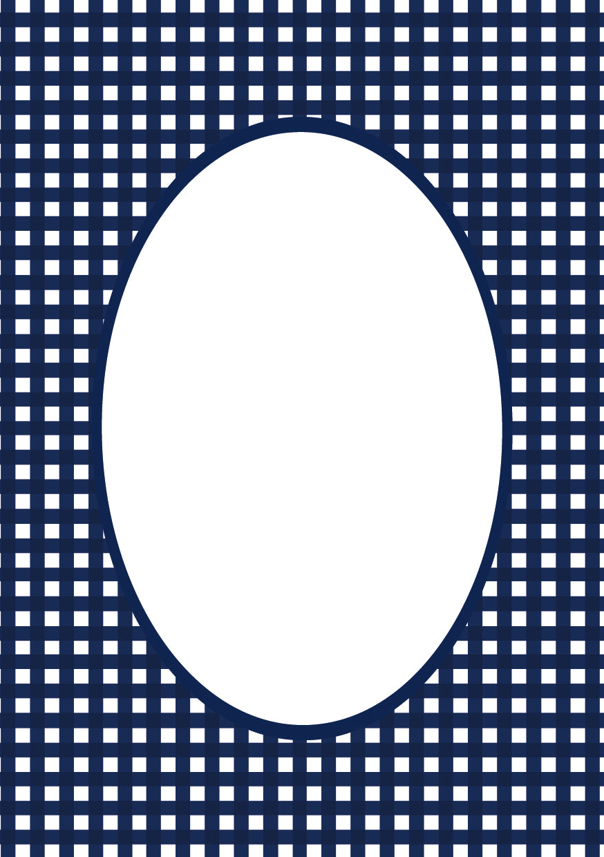 Gingham Photo Mount - picture frame passepartout - oval aperture - Coeur et Maman
