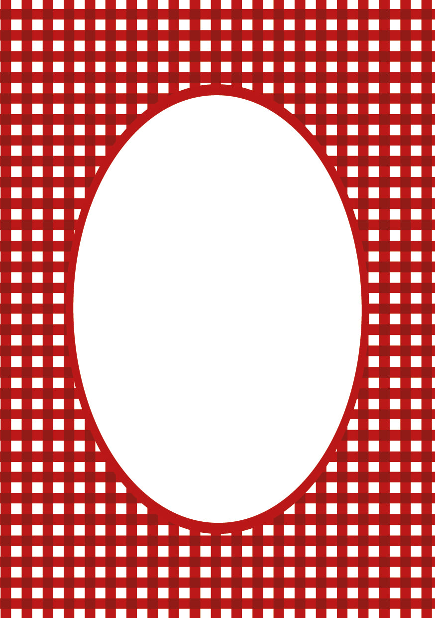 Gingham Photo Mount - picture frame passepartout - oval aperture - Coeur et Maman