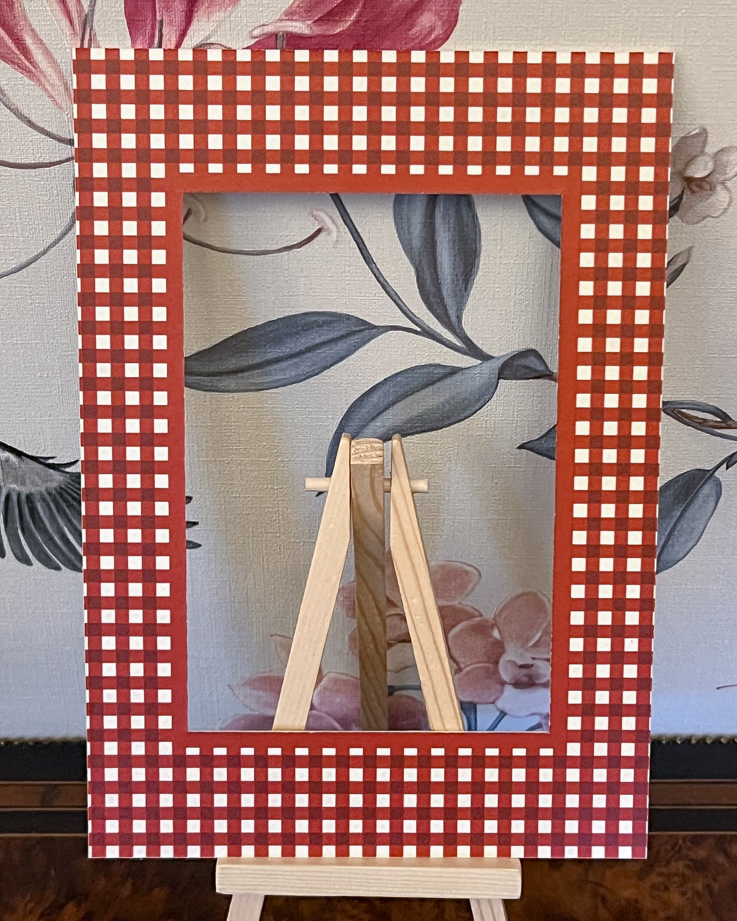 Red Rectangular Gingham Photo Mat