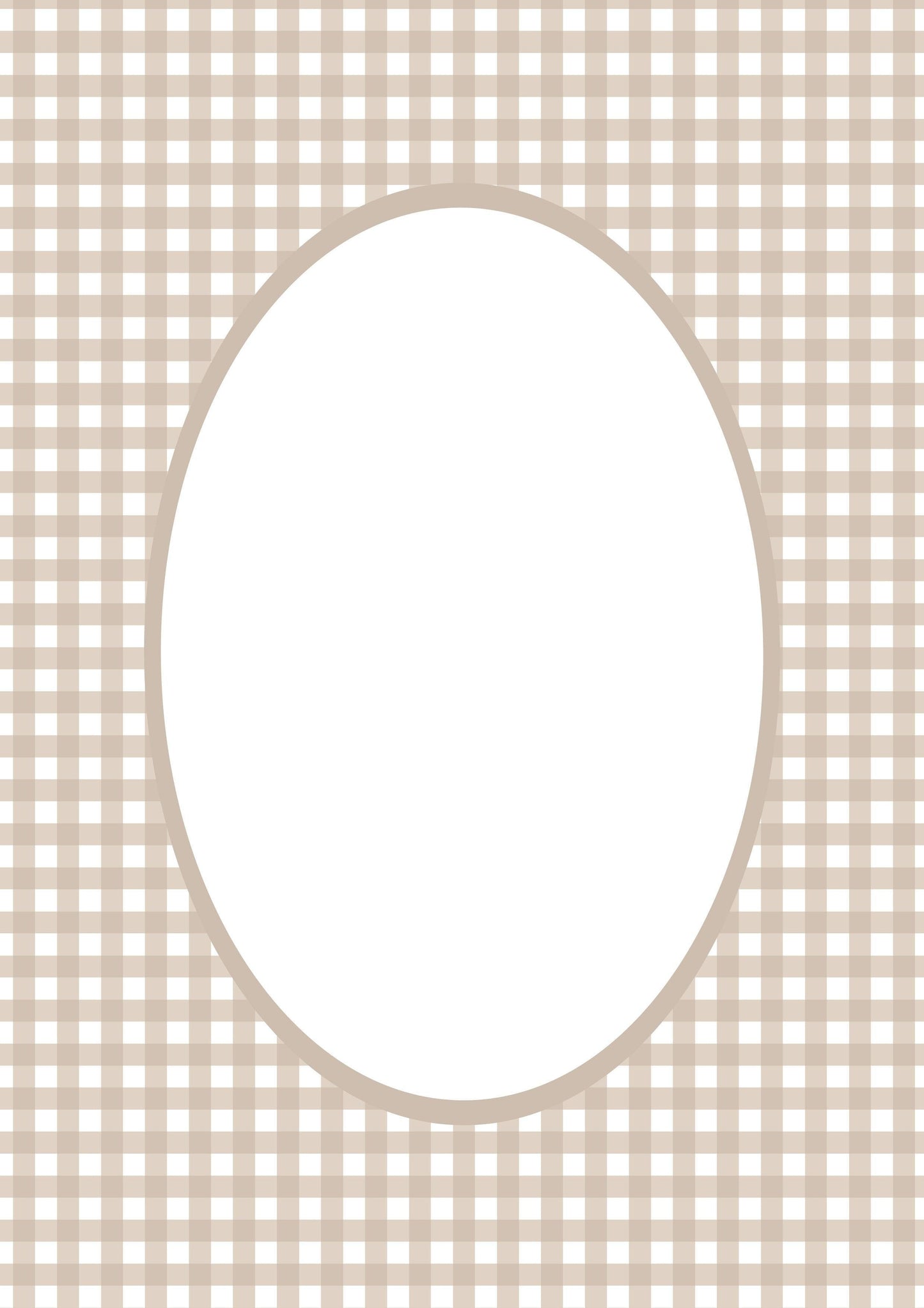 Gingham Photo Mount - picture frame passepartout - oval aperture - Coeur et Maman