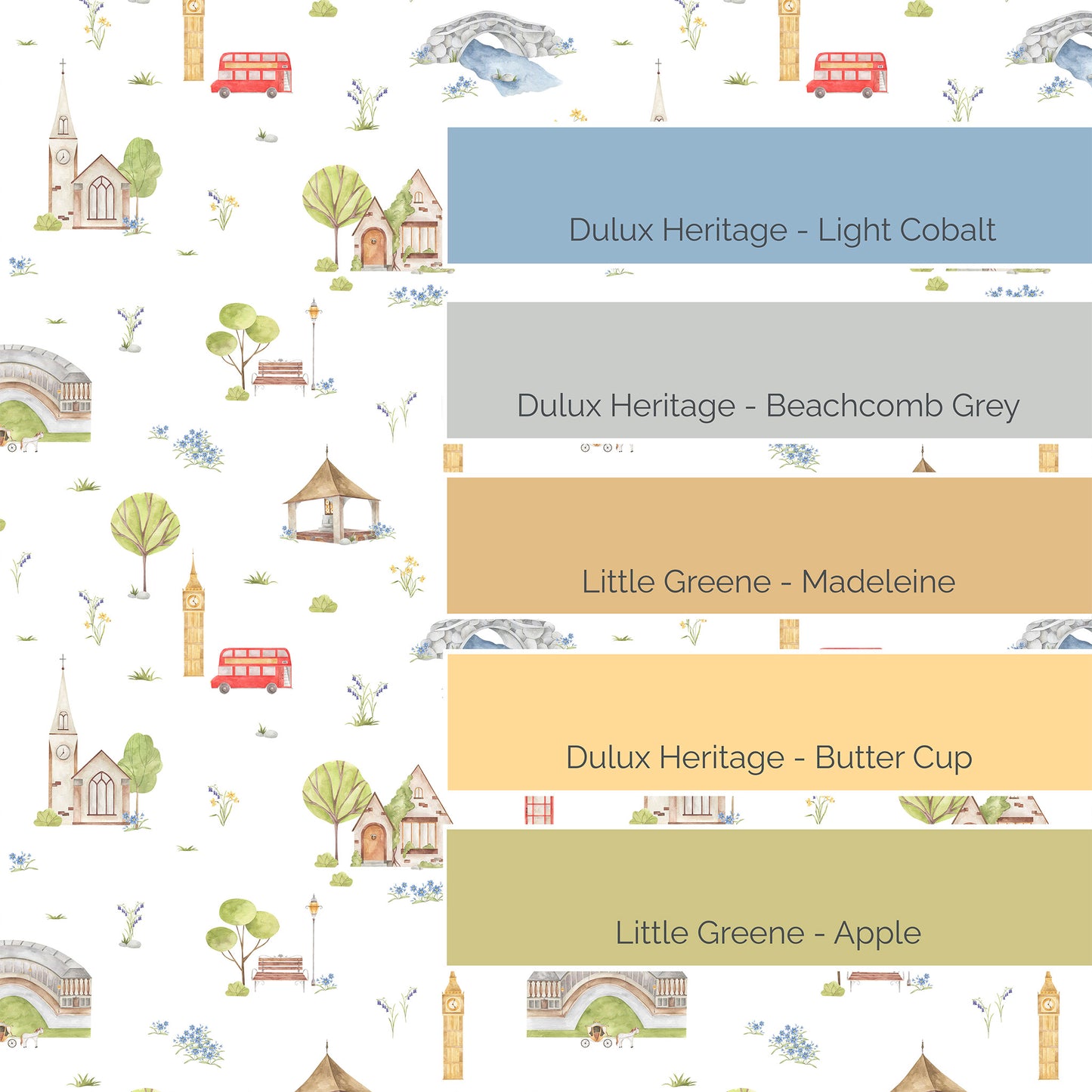 Town & Country Wallpaper - white background, blue flowers