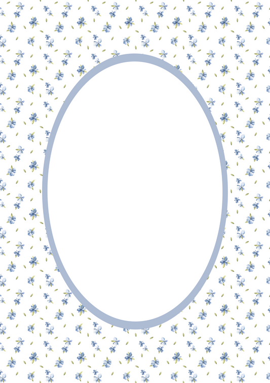 Blue Oval Floral Photo Mat