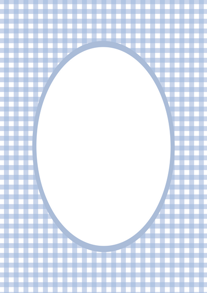 Gingham Photo Mount - picture frame passepartout - oval aperture - Coeur et Maman