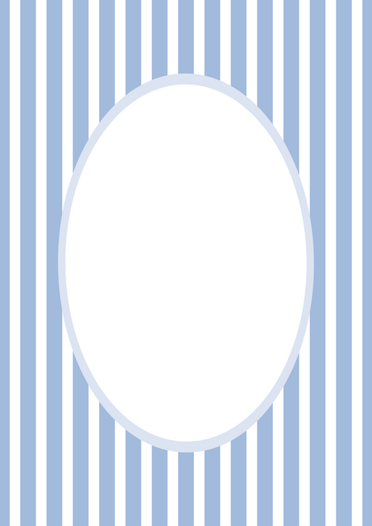 Blue Oval Medium Stripes Picture Photo Mat