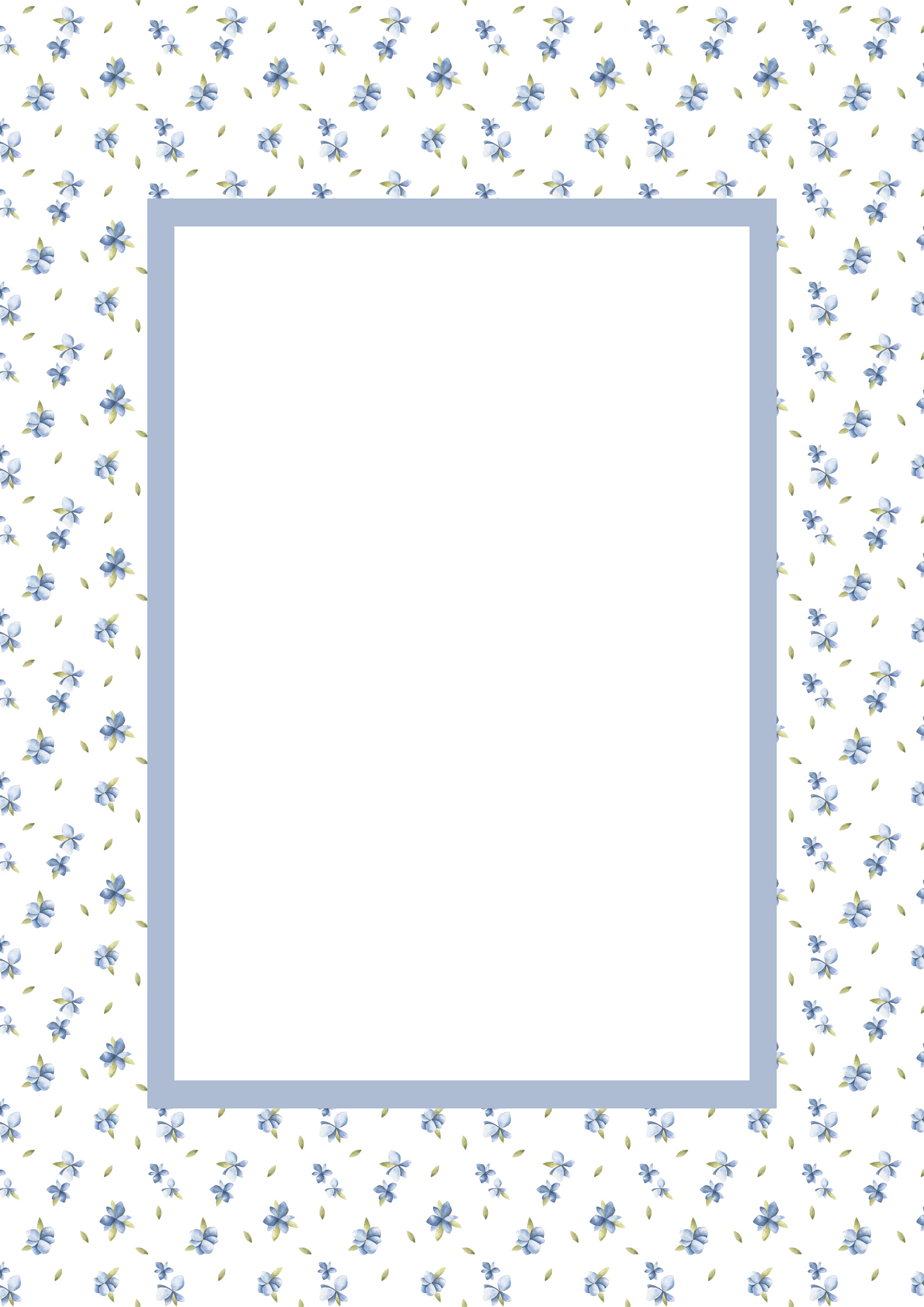 Blue Rectangular Floral Photo Mat