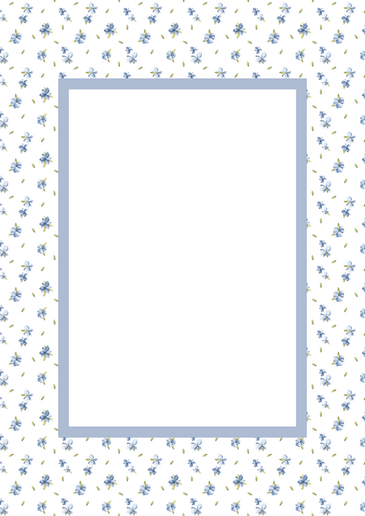Blue Rectangular Floral Photo Mat