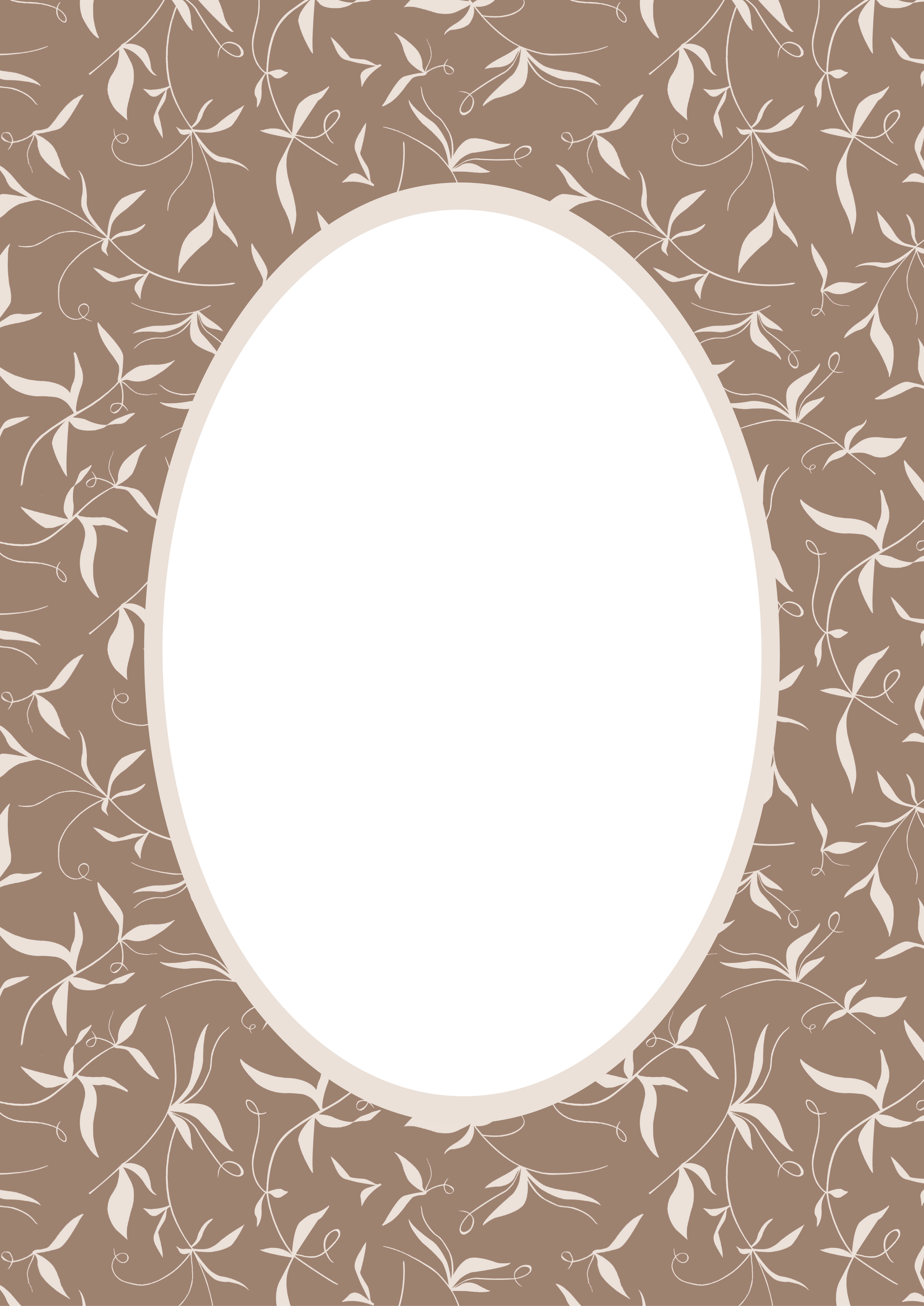 Brown Oval Botanical Patterned Photo Mat