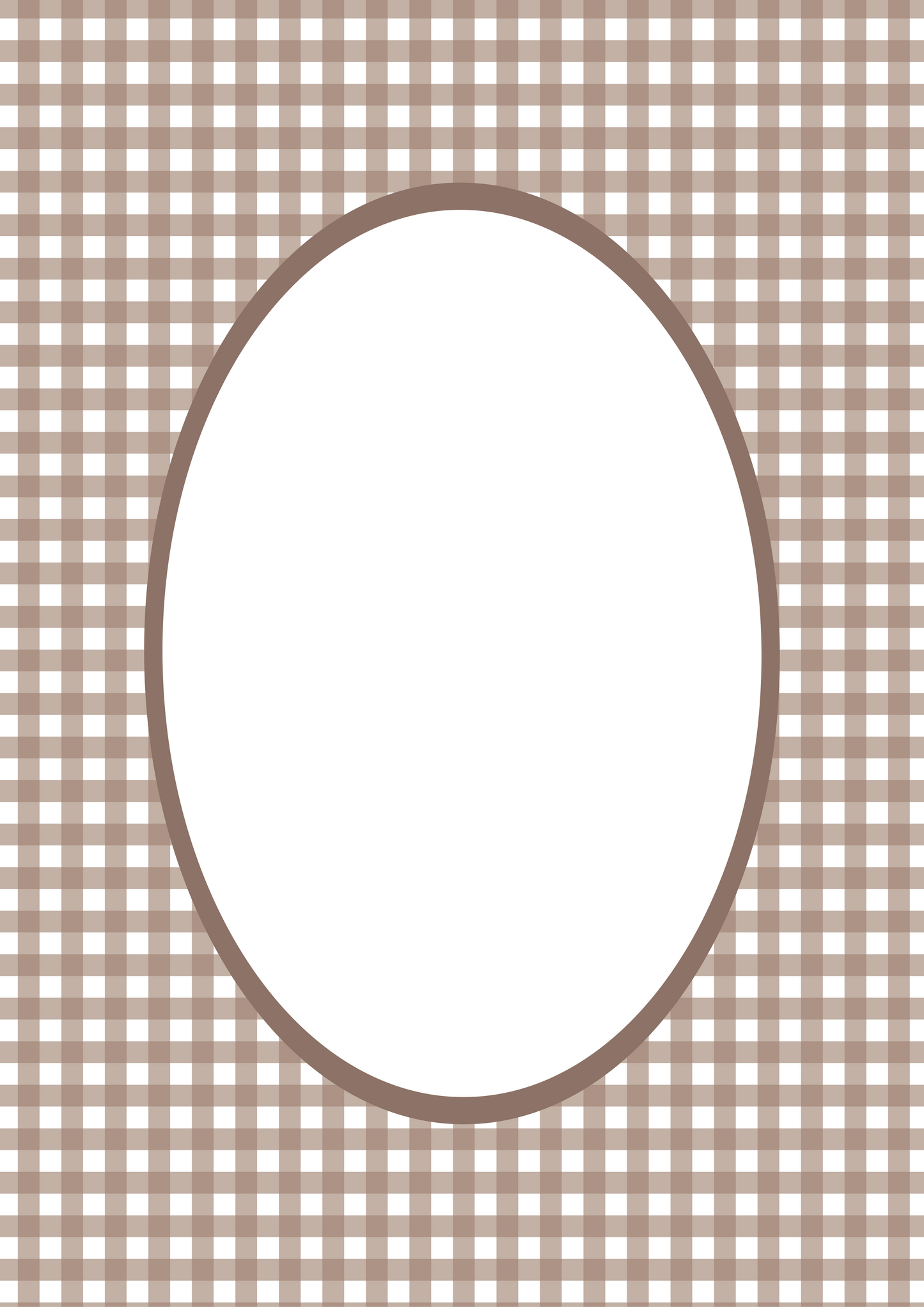 Brown Oval Gingham Photo Mat