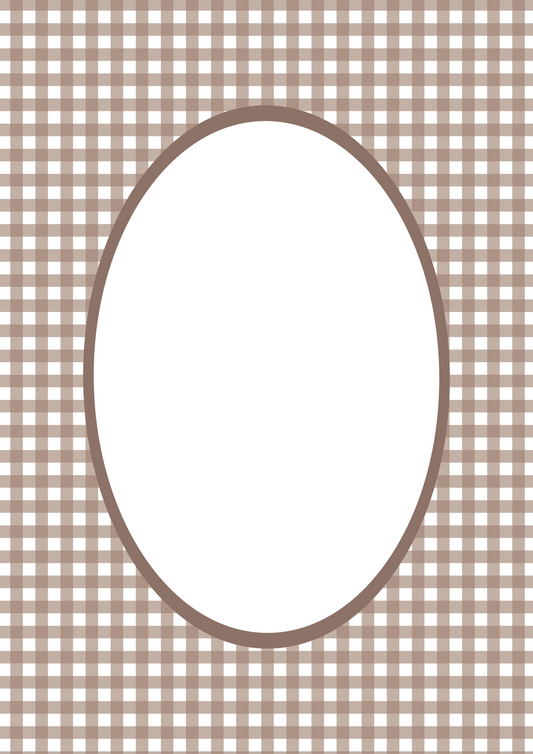 Brown Oval Gingham Photo Mat