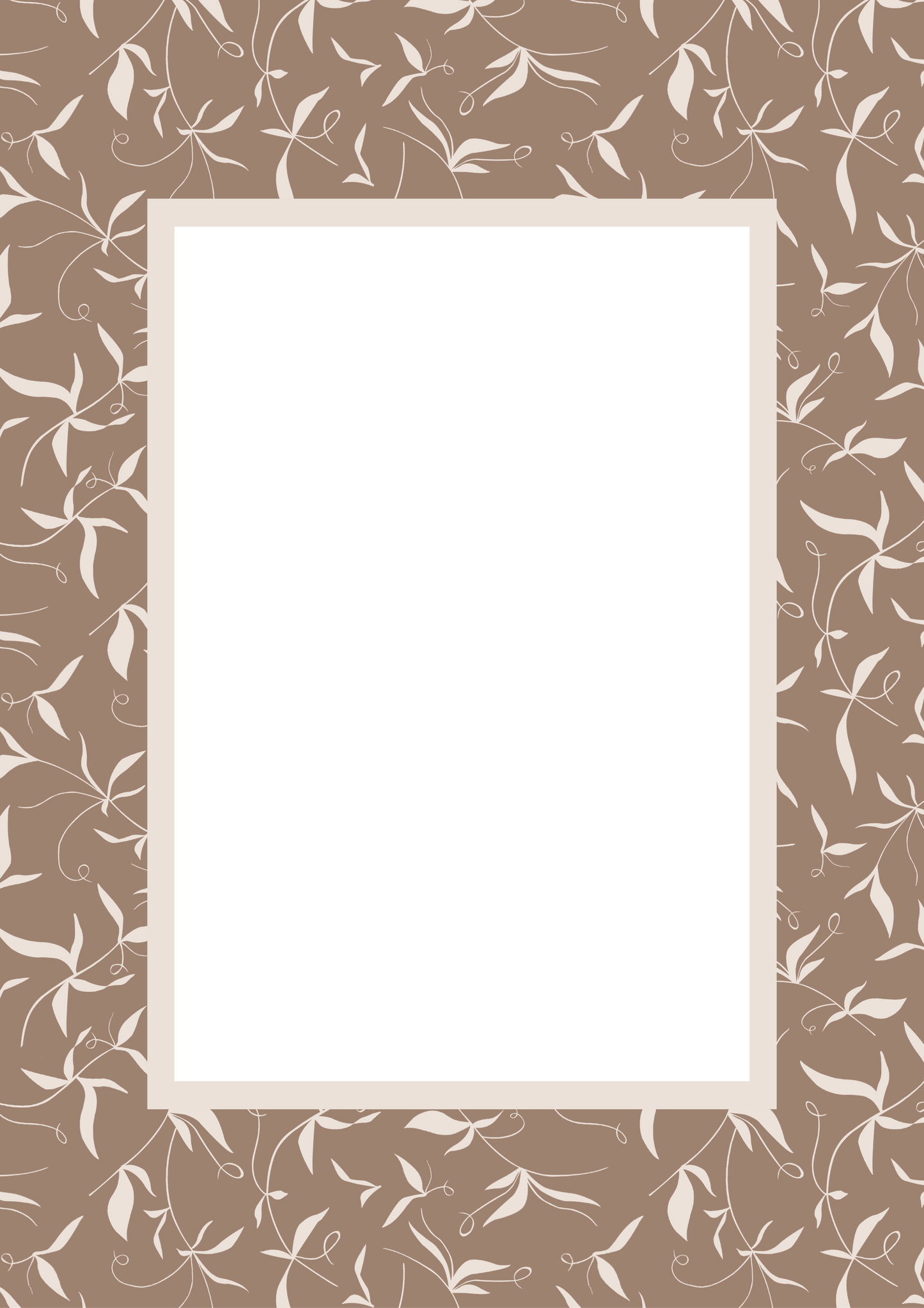 Brown Rectangular Botanical Patterned Photo Mat