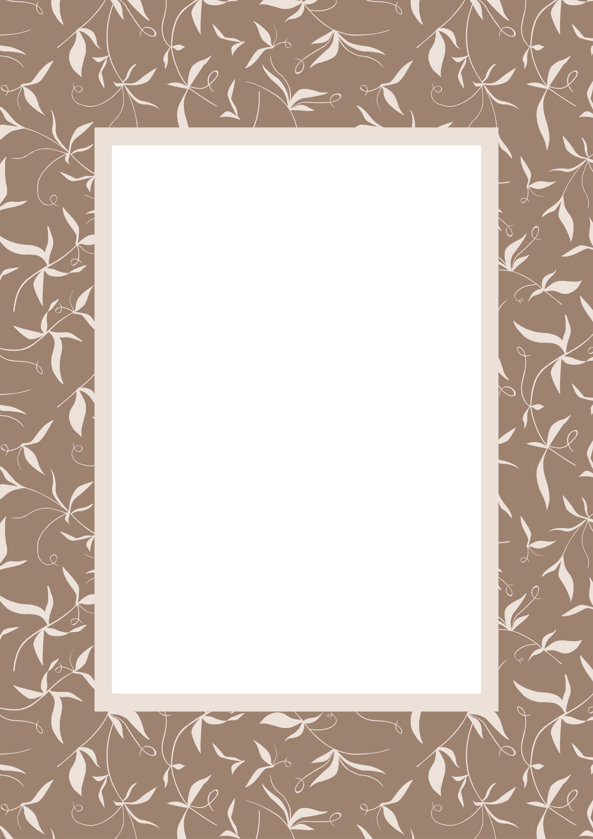 Brown Rectangular Botanical Patterned Photo Mat