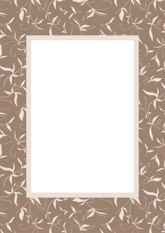 Brown Rectangular Botanical Patterned Photo Mat