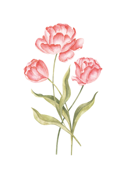 CORAL TULIPS NURSERY ART PRINT