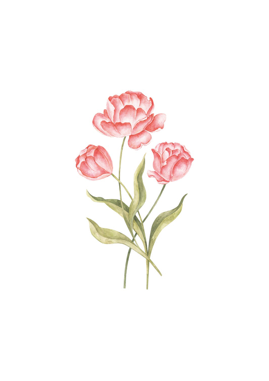 CORAL TULIPS NURSERY ART PRINT