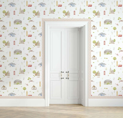 Chrysanthemums & Tiger Tulips Bamboo Trellis Wallpaper Border
