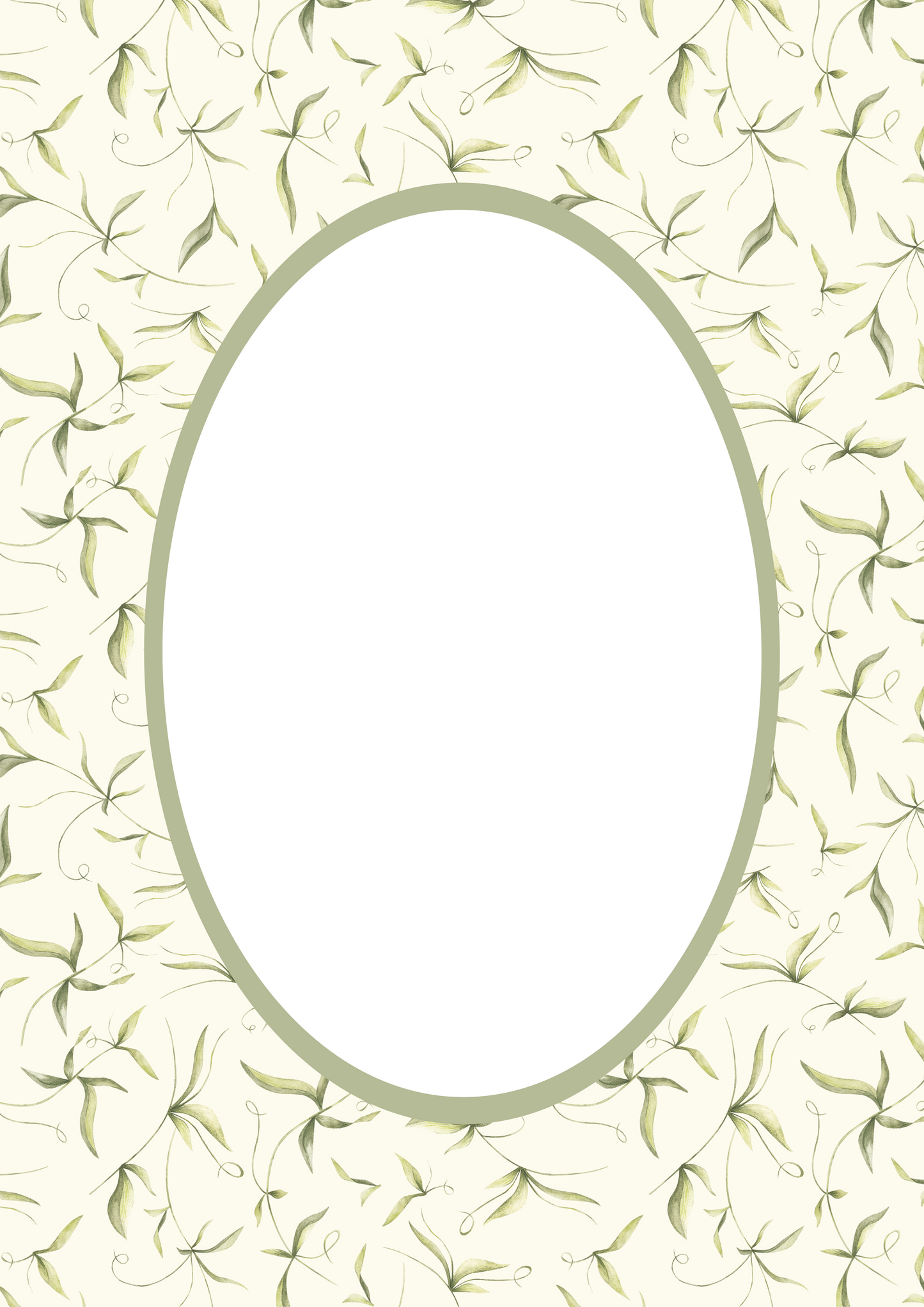 Green Oval Botanical Patterned Photo Mat