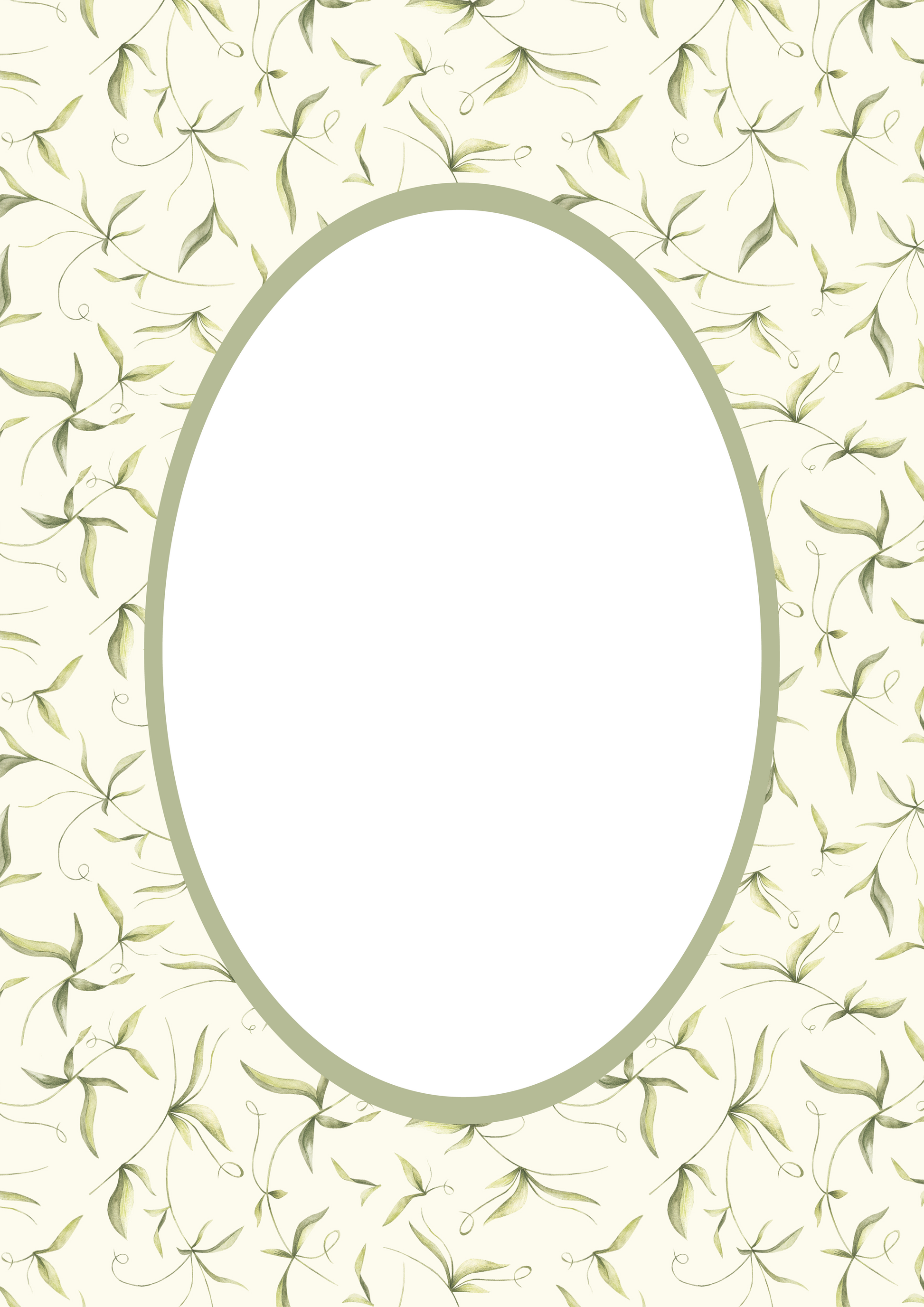 Green Oval Botanical Patterned Photo Mat