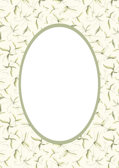 Green Oval Botanical Patterned Photo Mat