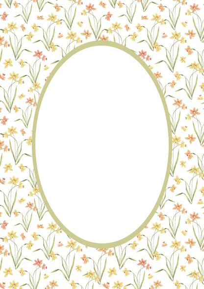 Floral Photo Mount - picture frame passepartout - oval aperture - Coeur et Maman