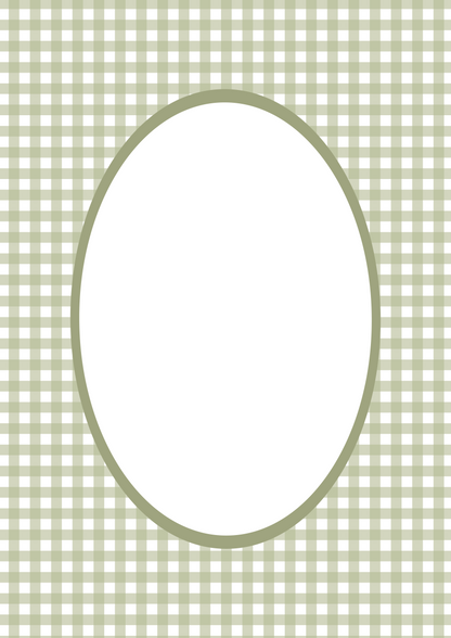 Gingham Photo Mount - picture frame passepartout - oval aperture - Coeur et Maman