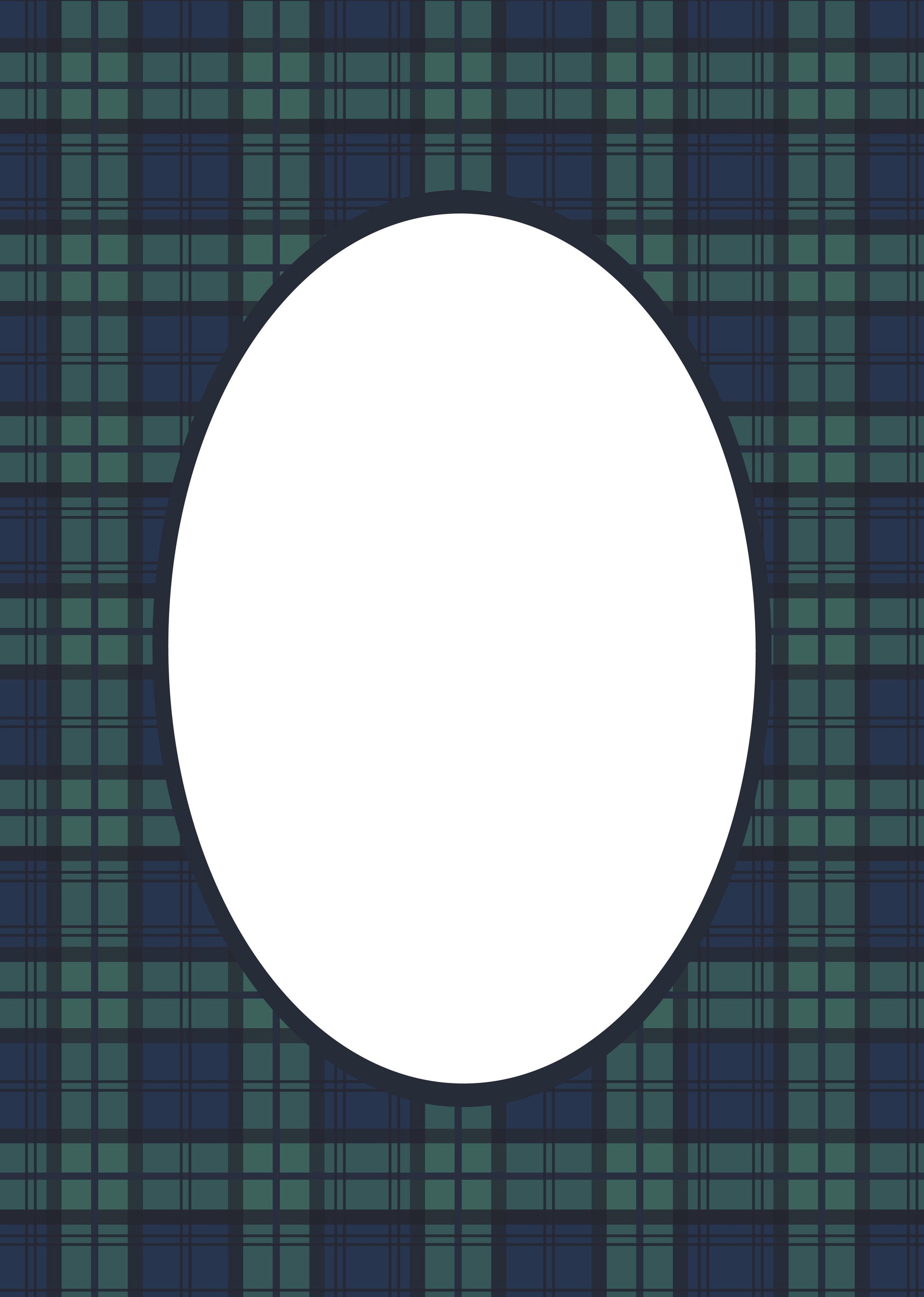 Black Watch Tartan Photo Mount - picture frame passepartout - oval aperture - Coeur et Maman