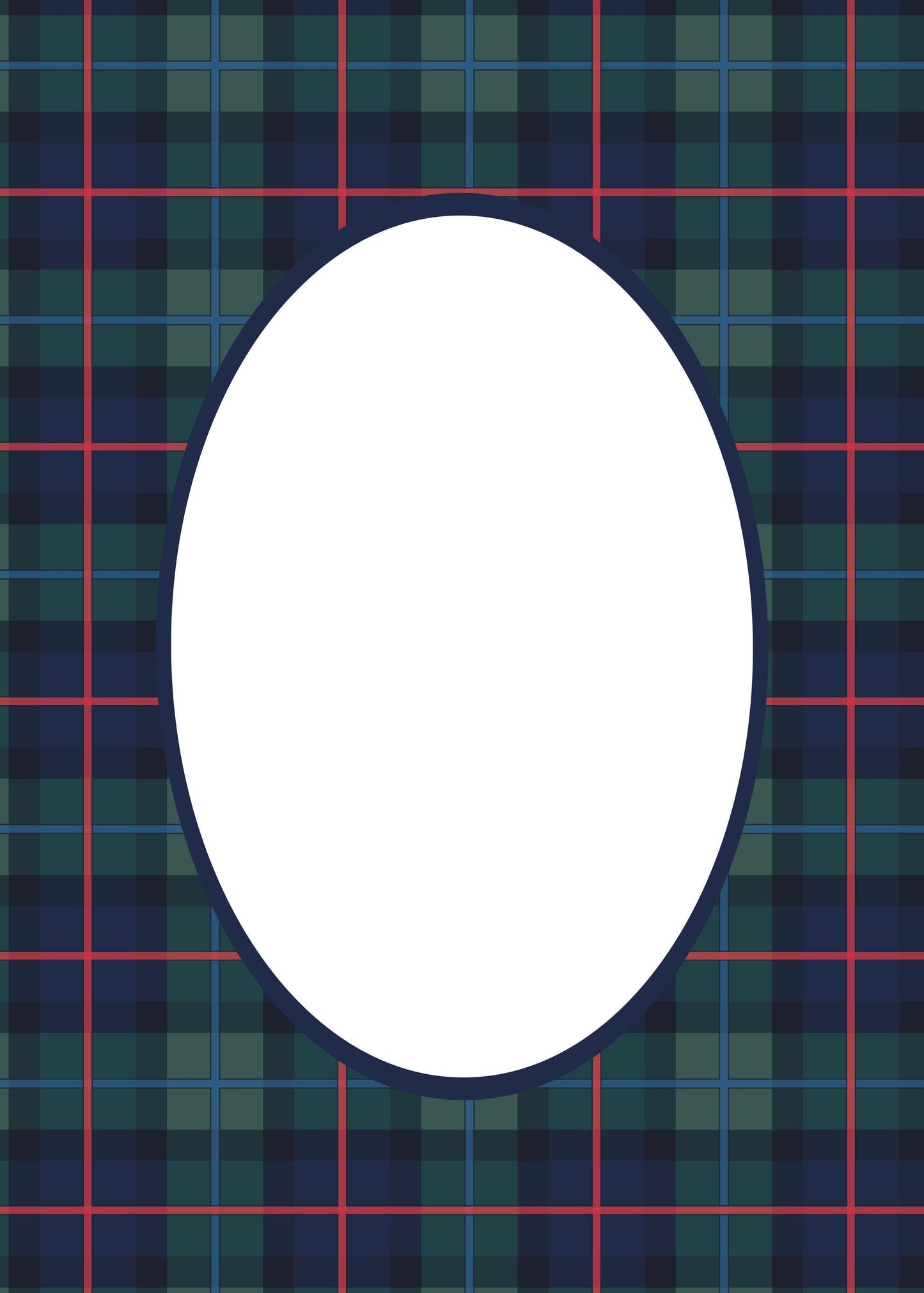 Navy Oval Campbell of Cawdor Tartan Photo Mat