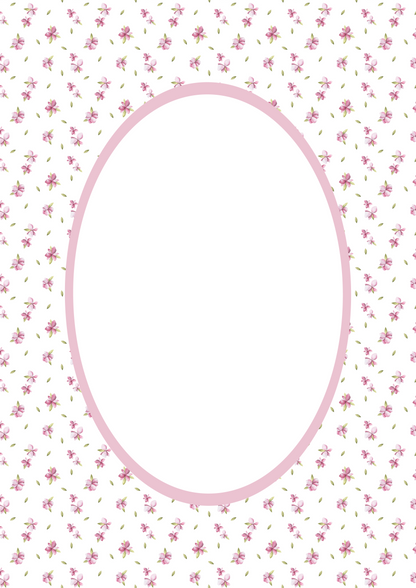 Floral Photo Mount - picture frame passepartout - oval aperture - Coeur et Maman