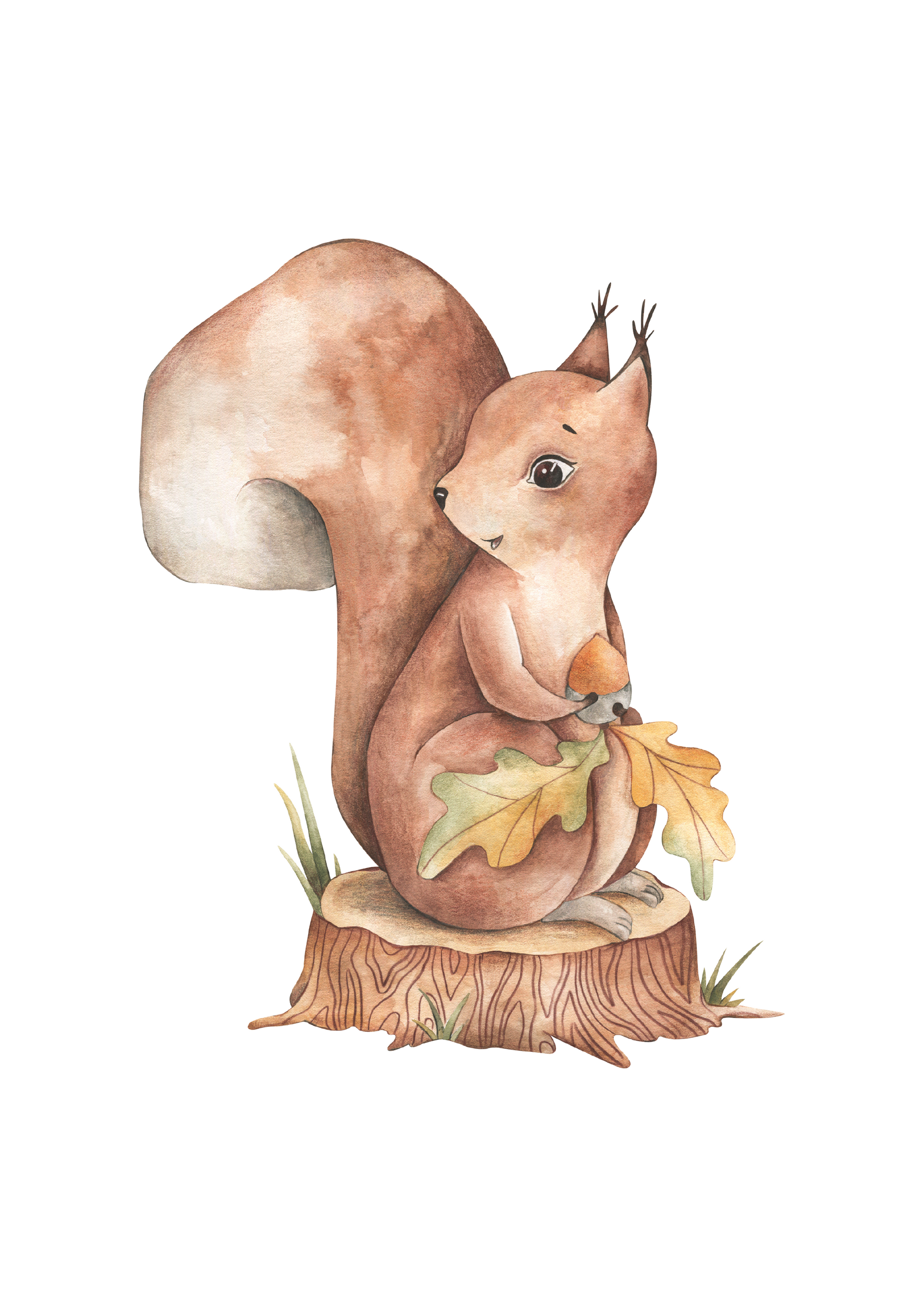 RED SQUIRREL NURSERY ART PRINT 