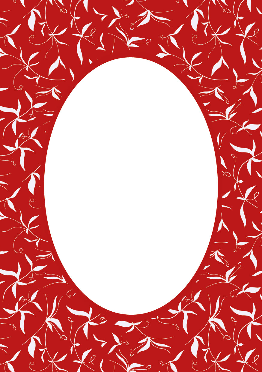Red Oval Botanical Patterned Photo Mat