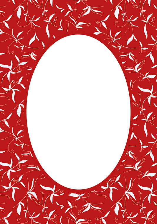 Red Oval Botanical Patterned Photo Mat