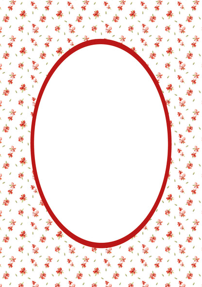 Red Oval Floral Photo Mat