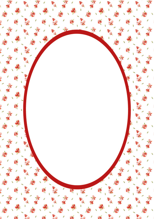 Red Oval Floral Photo Mat