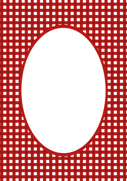 Gingham Photo Mount - picture frame passepartout - oval aperture - Coeur et Maman