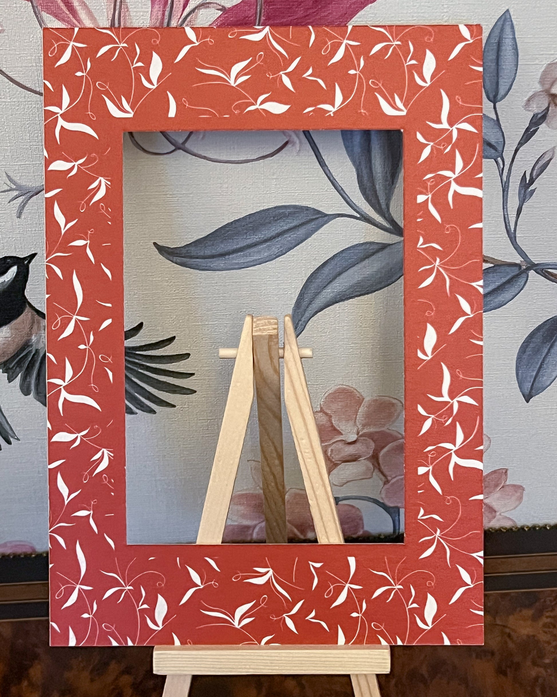 Red Rectangular Botanical Patterned Photo Mat