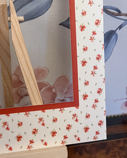 Red Rectangular Floral Photo Mat