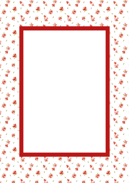 Red Rectangular Floral Photo Mat