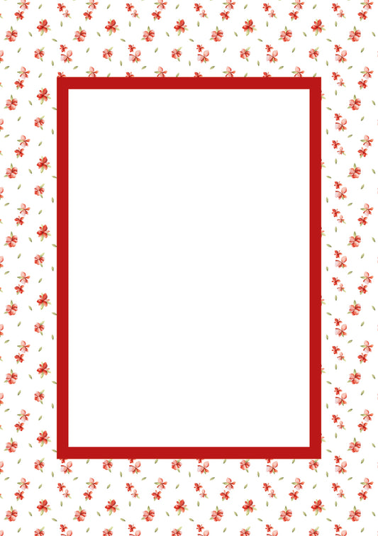 Red Rectangular Floral Photo Mat