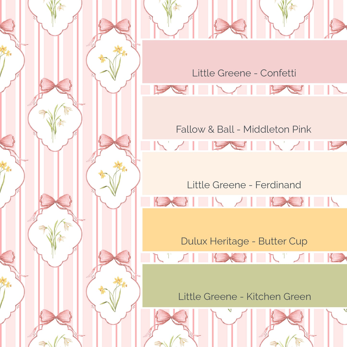 Snowdrops Bold Pinstripe Accent Wallpaper - Diamond Medallion, Coral Background