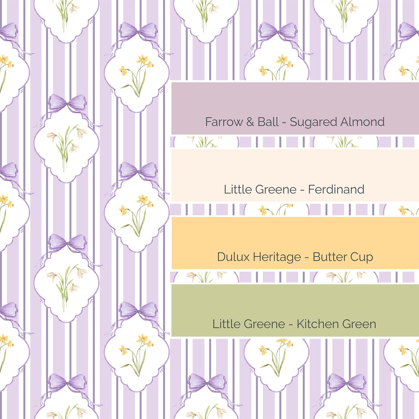 Snowdrops Bold Pinstripe Accent Wallpaper - Diamond Medallion, Lilac Background