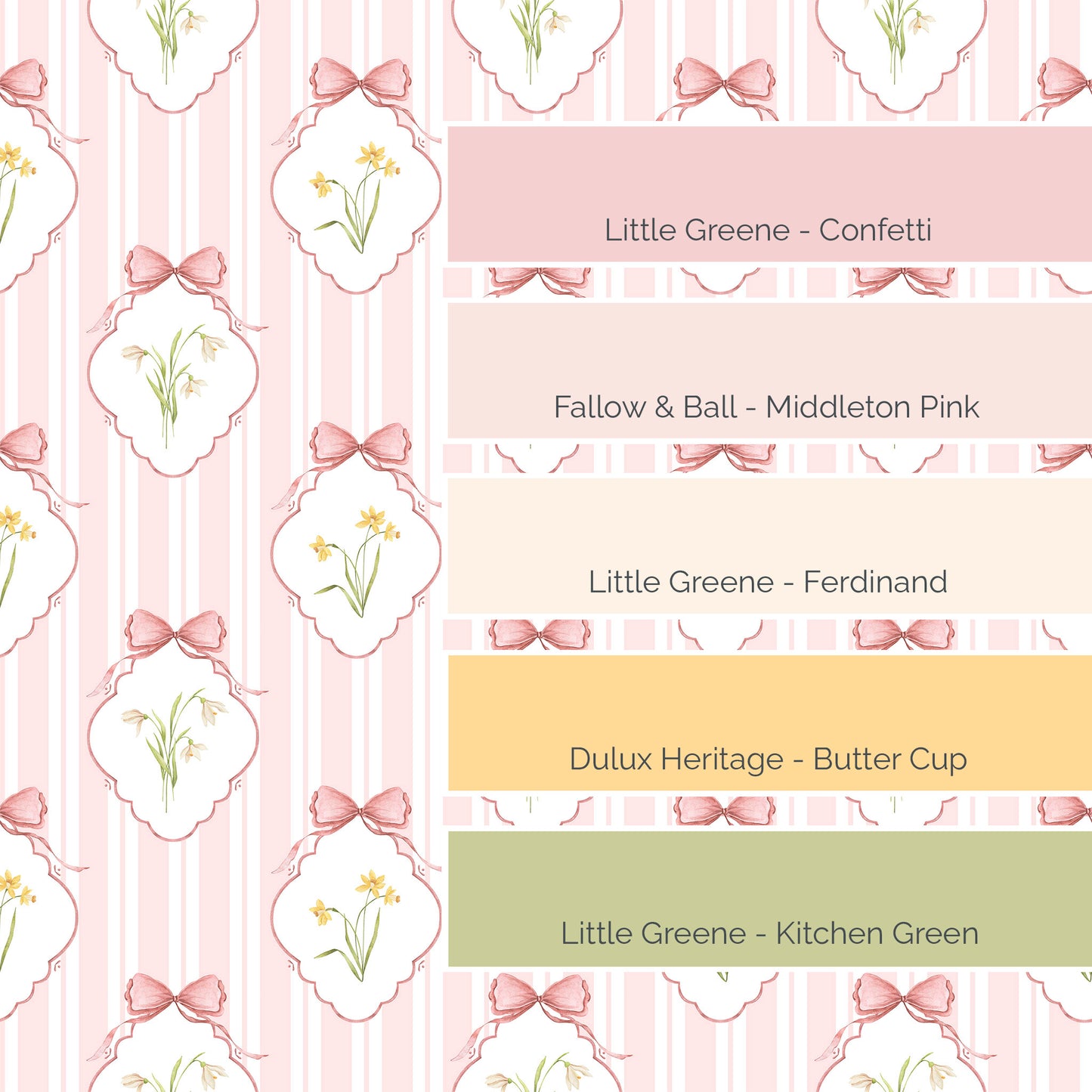 Snowdrops Pinstripe Accent Wallpaper - Diamond Medallion, Coral Background