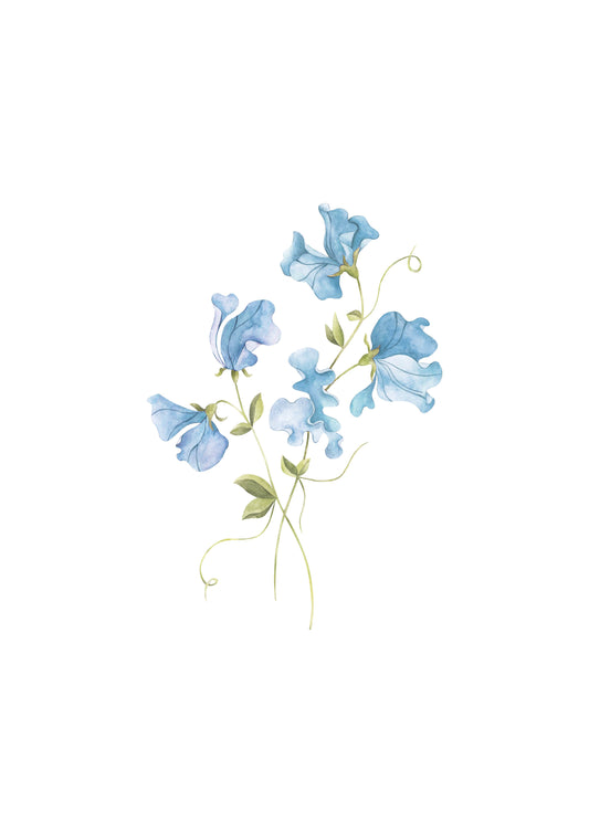 Sweet Pea Nursery Art Print Blue
