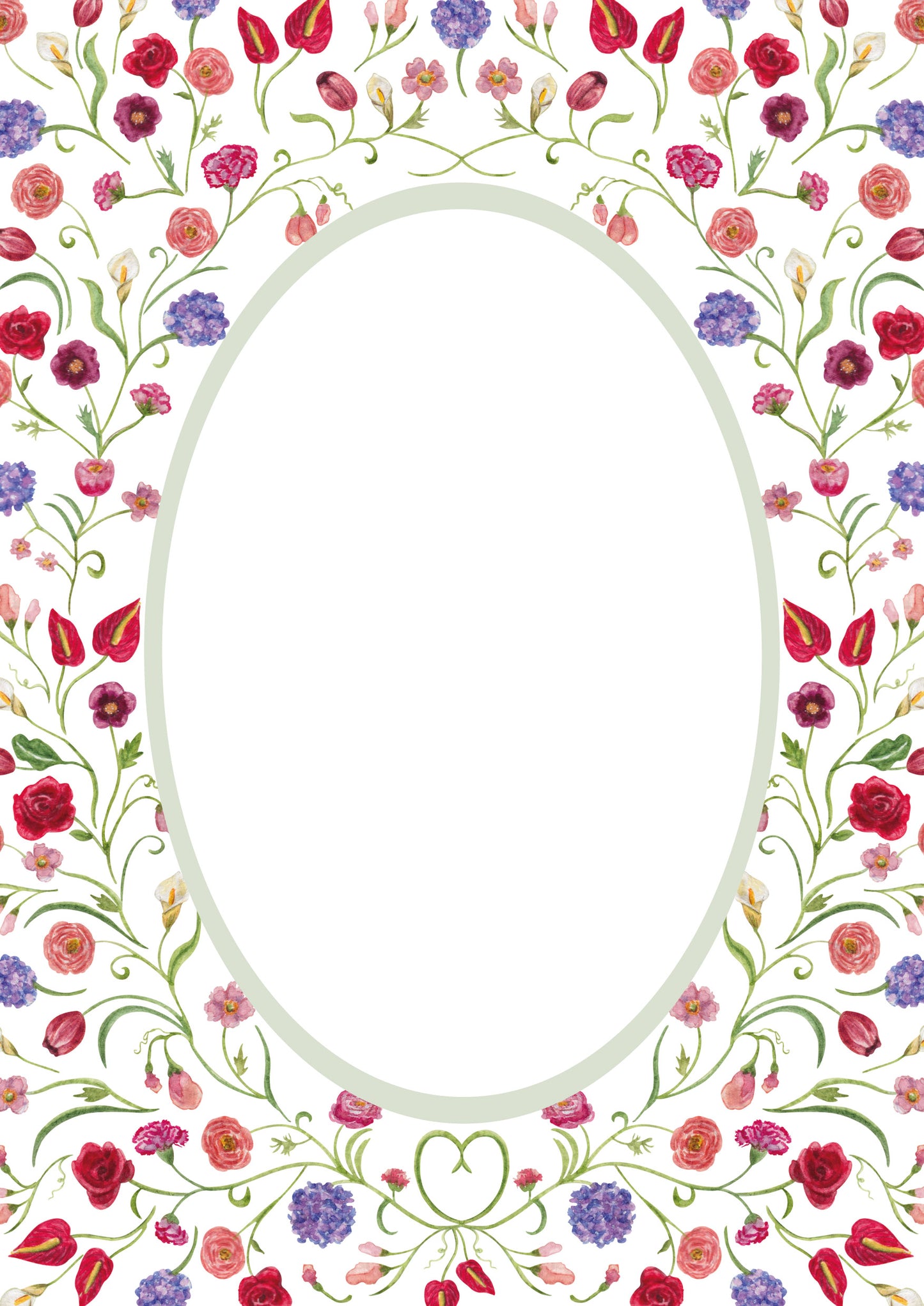 The Promise Oval Floral Patterned Photo Mat for Brides