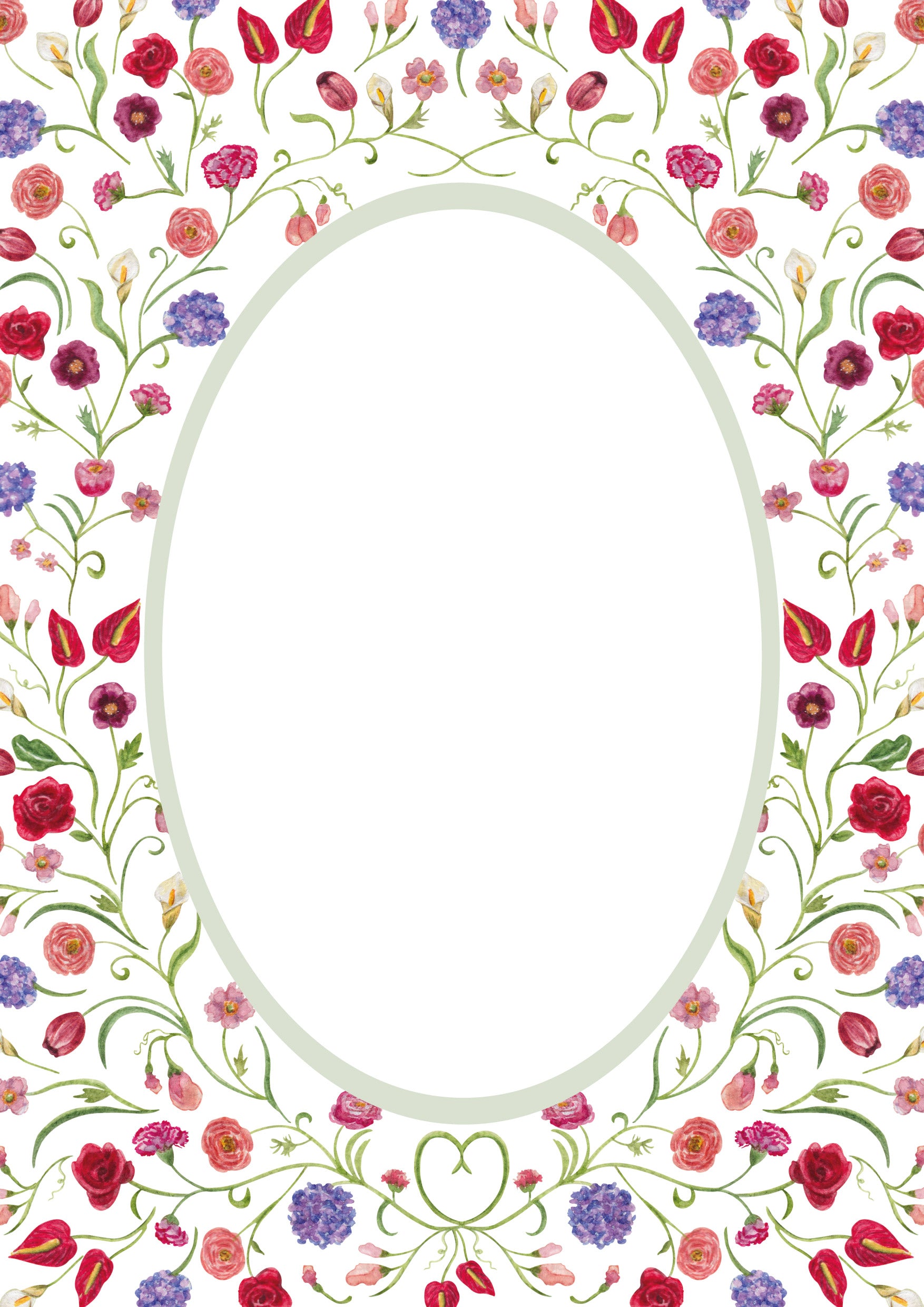 The Promise Oval Floral Patterned Photo Mat for Brides