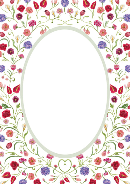 The Promise Oval Floral Patterned Photo Mat for Brides
