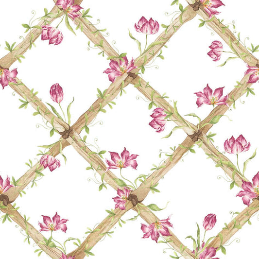 Tiger Tulips Bamboo Trellis Wallpaper Border