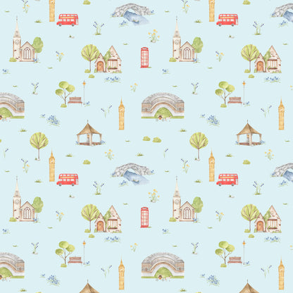 Town & Country Wallpaper - Blue Background, Blue flowers
