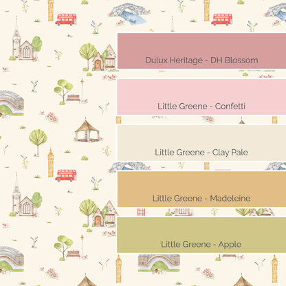 Town & Country Wallpaper - Cream Background, Coral Flowers